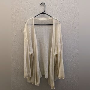 Cream Knit Open Front Cardigan
